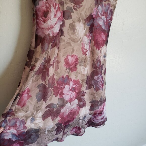 Vintage 90's Y2K Connected Floral Flowy Midi Dress 10 Romantic Whimsigoth Fairy - Picture 9 of 12